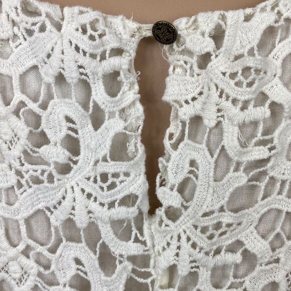 Lucky Brand Cotton Ivory Color Crochet Top Size M - Picture 4 of 10
